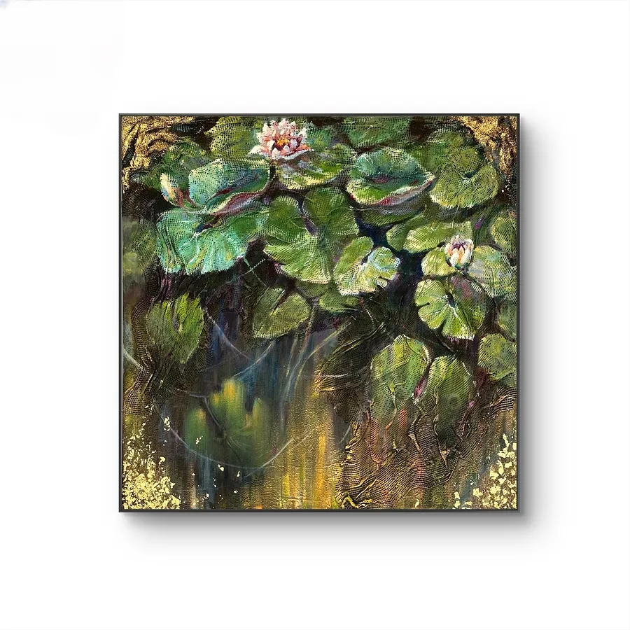 Зображення "Water on Kupala Night" від Iryna Melnyk, розмір: 90x90 cm, матеріали: Mixed media , медіум: Живопис, місто: Kamienic-Podolski, серія: Floral layering of meanings, ціна: $1000